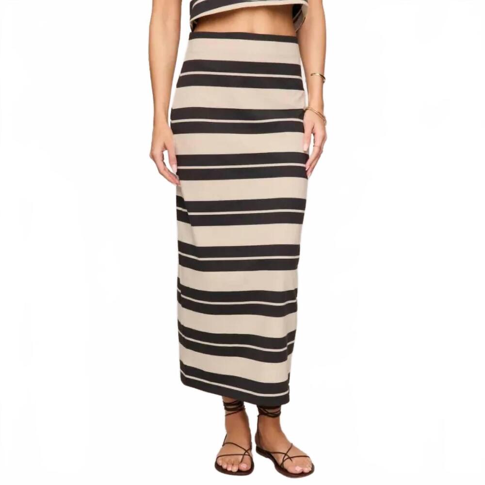 NEW Z SUPPLY gail striped jersey midi skirt in ash black